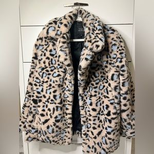 Avec Les Filles Leopard Print Teddy Jacket